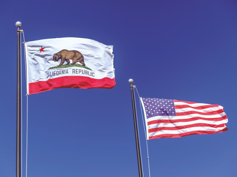 California and United States flags